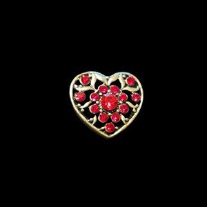 18mm Red Rhinestone Heart Snap Charm – Interchangeable Snap Jewelry Button